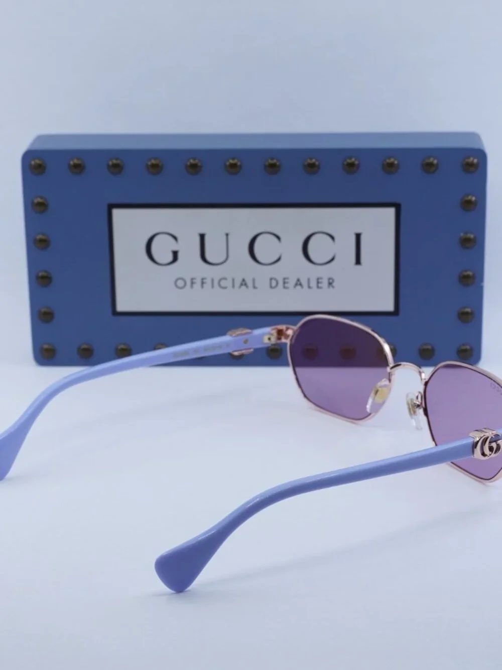 Gucci GG1593S 004 Oval Sunglasses - Rose Gold/Lilac with Flash Electric